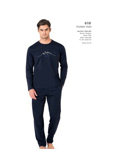 Pierre Cardin 6101 Erkek Uzun Kollu Bisiklet Yaka Pijama Takımı-lacivert Lacivert