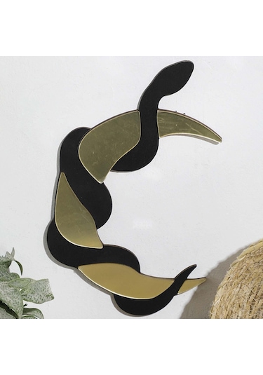 Suntek Duvar Dekor Ay Yılan Ayna Süsleme Banyo Siyah-altın