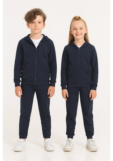 Ahengim AK0785 Basic Fermuarlı Kız - Erkek Çocuk Okul Eşofman Takımı - Lacivert