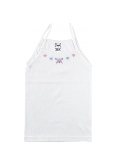 Tutku İç Giyim İp Askılı İşlemeli Kız Çocuk Atlet 6'lı - Beyaz