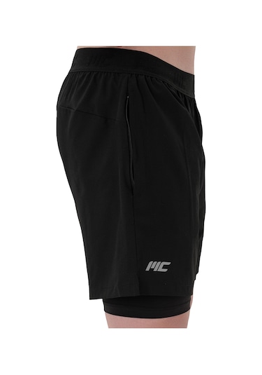 Musclecloth Performance 2 In 1 Erkek Taytlı Şort Siyah Siyah
