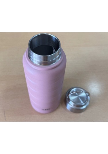 Paslanmaz Çelik Termos Su Şişesi 360ml Vakumlu Kapak Pembe İthal Ürün Pembe