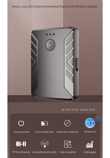 Sones T-19 Bluetooth 5.0 2'si 1 Arada Bluetooth Ses Adaptörü Alıcı Verici