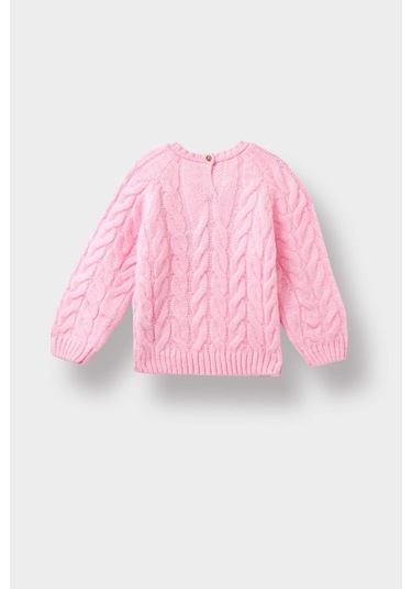 Defacto Kız Bebek Bisiklet Yaka Saç Örgülü Kazak D0354a525aupn633 Pembe