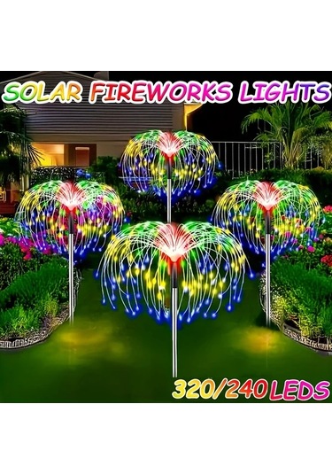 Honeybeeshop 4 Adet Güneş Enerjili Çok Renkli 320 Led Karahindiba Bakır Tel Işıklar 8 Aydınlatma Modu Akıllı Sensör Bahçe Dekorasyonu