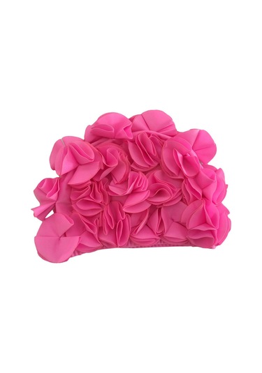 Suntek Yüzme Şapkası Çiçekli Yapraklar Trendy Plaj Pembe