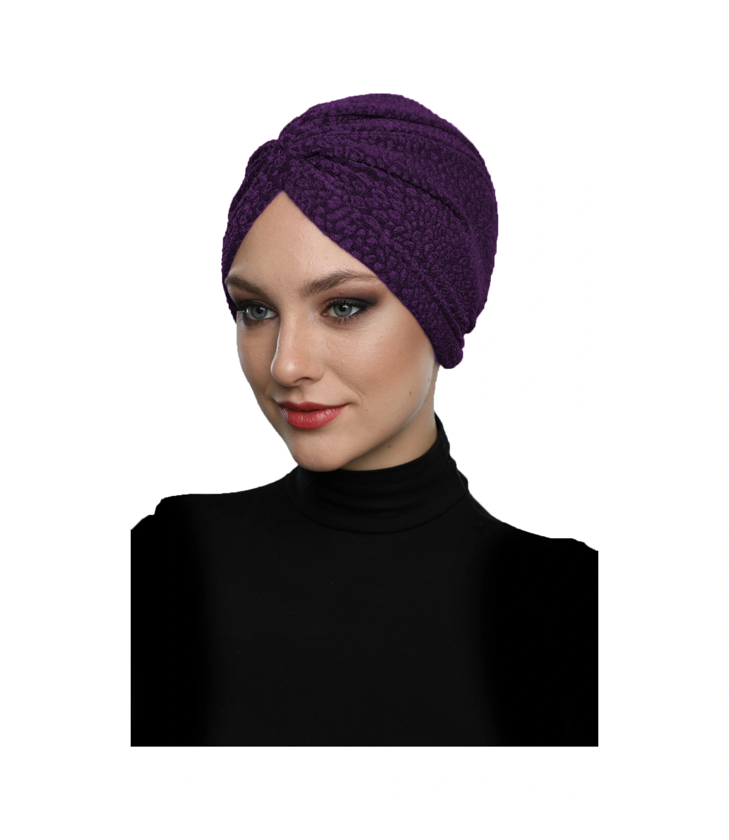 Brokar W Mürdüm Hazır Türban Tesettür Bone Mürdüm