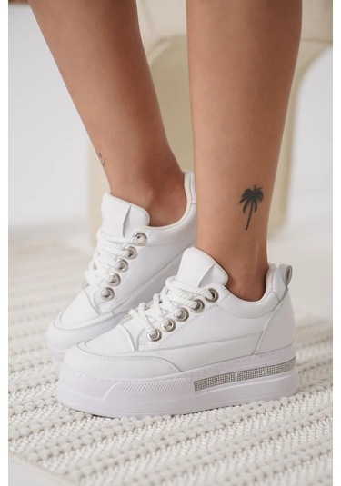 Trendella Beyaz Kadın Gizli Topuklu Sneaker Tr04ms01b