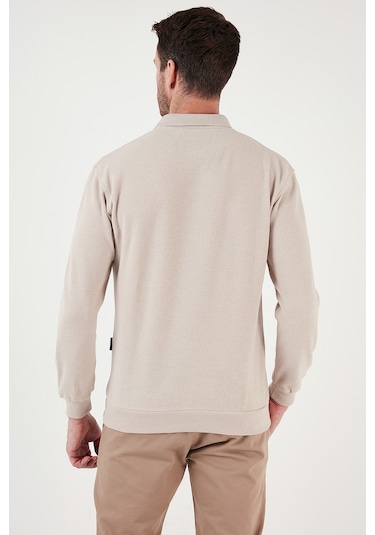 Buratti Pamuk Karışımlı Regular Fit Erkek Polo Yaka Kazak 456223 Bej