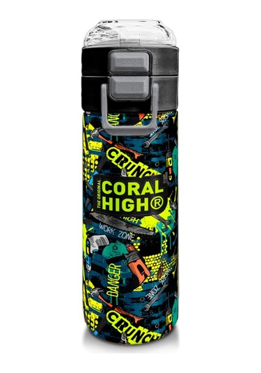 Coral High 500 Ml Erkek Çocuk Pipetli Termos/matara - Nefti Siyah Tamir Seti Desenli - Çift Kullanım Özelliği Çok Renkli