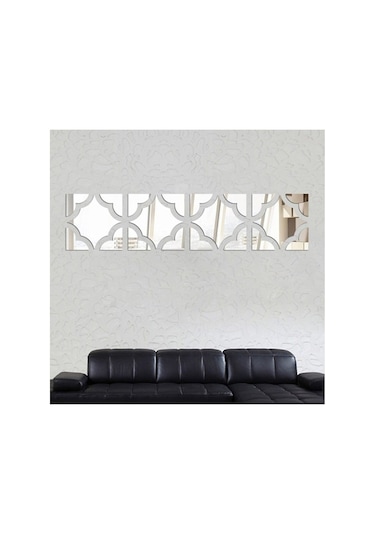 Motif Desen Duvar Dekorasyon Gümüş Pleksi 4 Ayrı Parça 13x13