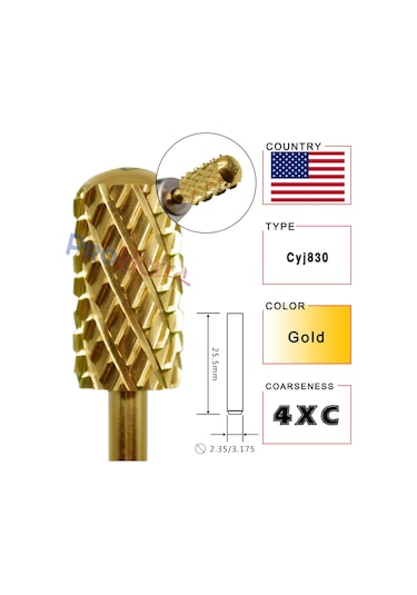 Rolinstar 6.6 Büyük Varil Yuvarlak Pürüzsüz Üst Altın Freze Kesici Tırnak Törpüsü Aracı Matkap Ucu Aksesuarları Derin Mavi Açık Gri