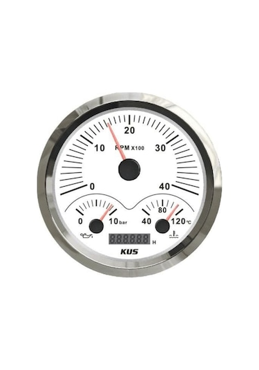 Kus 3'lü Devir + Yağ + Hararet + 12/24v Gösterge Beyaz 111mm