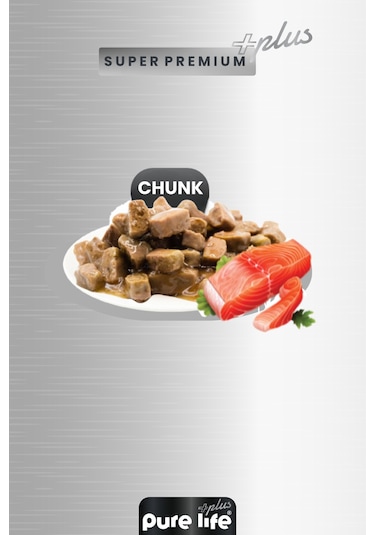 Purelife Plus 6'lı Somonlu Yetişkin Konserve Chunk Parça Etli Yaş Mama 400 G