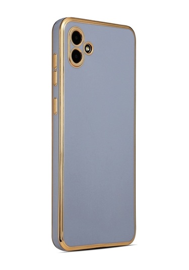 Samsung Galaxy A04 Uyumlu Kılıf Kenarları Parlak Altın Renkli Kamera Korumalı Soft Tasarım Kılıf