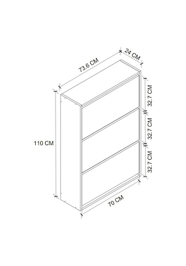 Bofigo Düşer Kapak Ayakkabılık Kayar Raflı Ayakkabılık 3 Bölmeli Ayakkabılık Melek Beyaz