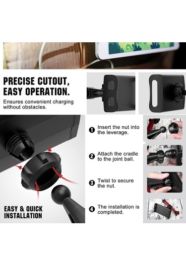 Soulader Araç İçin Universal Tablet Ve Telefon Tutucu, 360 Derece Dönebilir Ayarlanabilir Montaj Kiti, Kolay Kurulumlu Taşıt Tutucu Siyah
