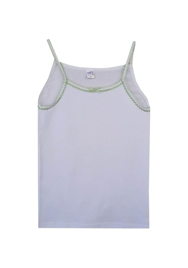 Seher Yıldızı İp Askılı Penye Pamuklu Kız Çocuk Atlet 6'lı - Beyaz