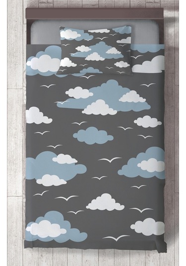 Mekta Home Bebek Ve Çocuk Odası Bulut Ve Martı Desenli Yatak Örtüsü Renkli