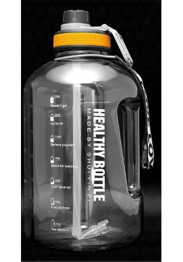 Valletta Winta Bpa Içermez Motivasyonel Su Matarası 2.5 Litre Siyah Su Matarası Suluk