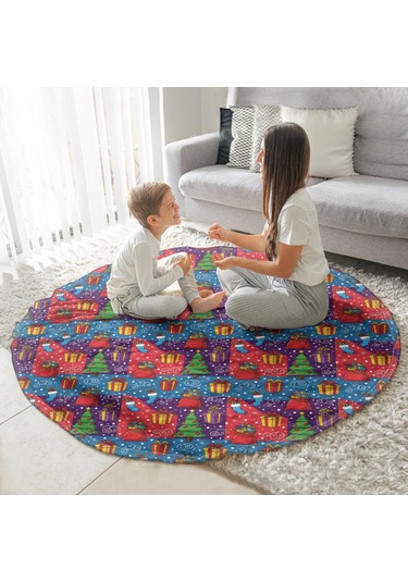 Noel Desenli 47 İnç Yuvarlak Flanel Battaniye, Yetişkin Ve Çocuk İçin, Yumuşak, Rahat Ve Hafif Noel Hediye Ağacı