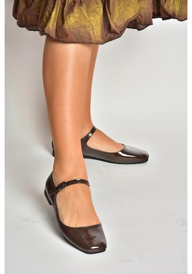 Fox Shoes S726252508 Kadın Babet - Kahverengi Rugan