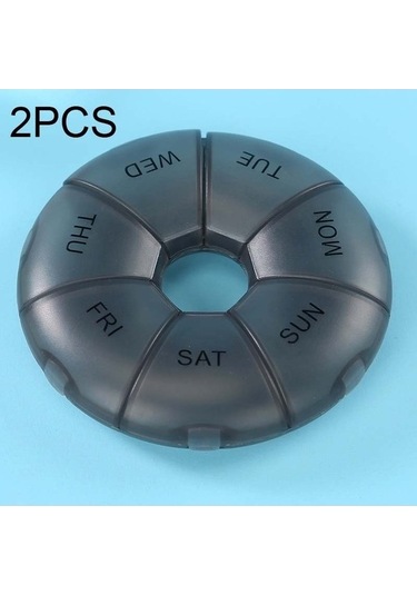 Tongxida Bosphorusboutique Yuvarlak 7 Taşınabilir Sones Siyah Plastik Kutu Izgara Hap Gün Gökkuşağı Adet 7 2 Dn Siyah Siyah