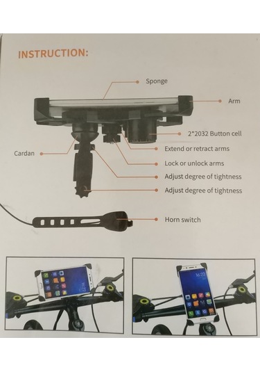 Bisiklet Telefon Tutucu Kornalı Universal Açık Gri