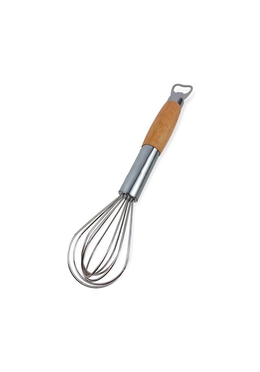 Dekorasyaa Ahşap Saplı Açacaklı Çırpıcı 304 Paslanmaz Çelik Yumurta Ve Sos Çırpıcı Çırpma Teli 31cm Çelik