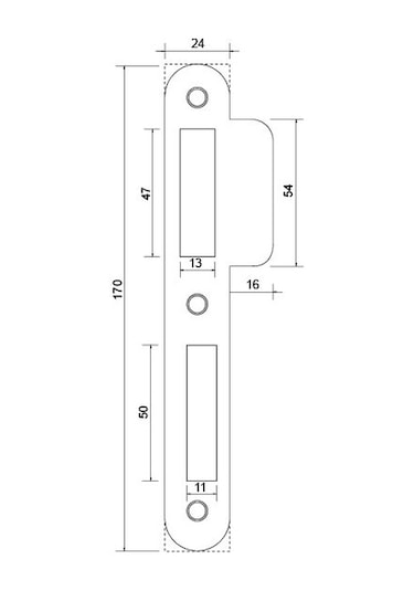 Hafele Düz Kilit Karşılığı. Siyah Renkli