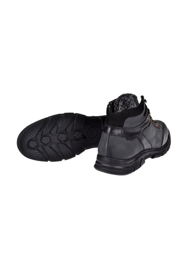 Tardelli Hakiki Deri İçi Kürklü Battal Boy Erkek Bot Trd-4351 Siyah Nubuk Siyah Nubuk Siyah