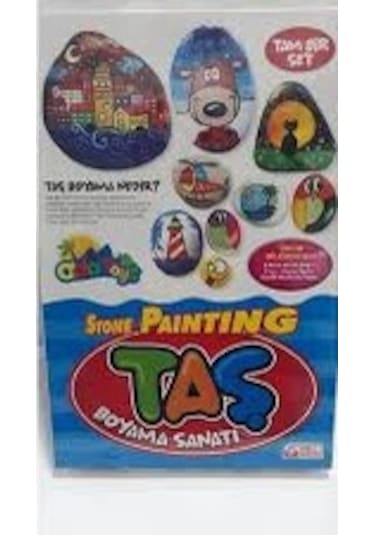 Ada Toys Taş Boyama Seti 6 Renk Akrilik Boya+Fırça+Ahşap Zemin Iç