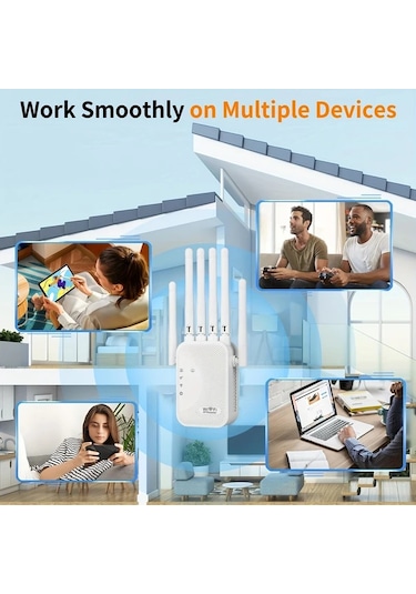 Xuweiwei Beyaz 1200mbps Wifi Tekrarlayıcı Çift Bantlı Ev Ofis Sinyal Güçlendirici 2.4g 5ghz