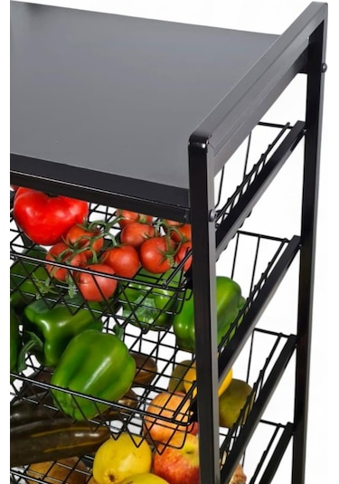 Digithome Metal 4 Katlı Patates Soğan Sepeti Sebzelik Düzenleyici 1-1-369 Siyah