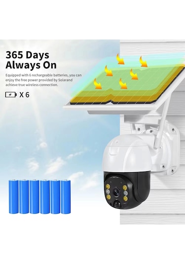 Wifi Uygulamalı Gece Görüşlü Solar Güneş Enerjili Kamera Akıllı Dış Mekan Güvenlik Kamerası