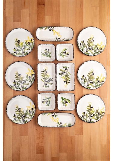 Olive 14 Parça 6 Kişilik Kahvaltı Takımı Çok Renkli