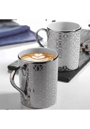 Kütahya Porselen Forest 2'Li Gri Porselen Mug Bardak