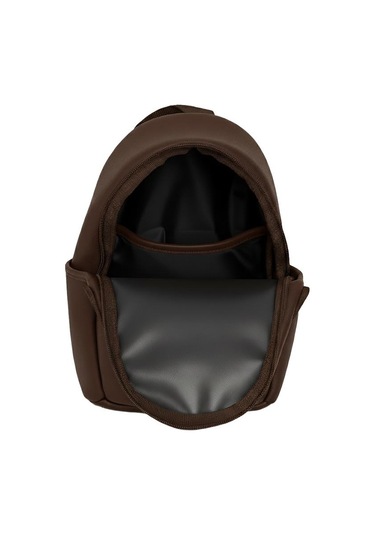 Yuga Suni Deri Dört Gözlü Sırt Çantası Kahverengi kahverengi