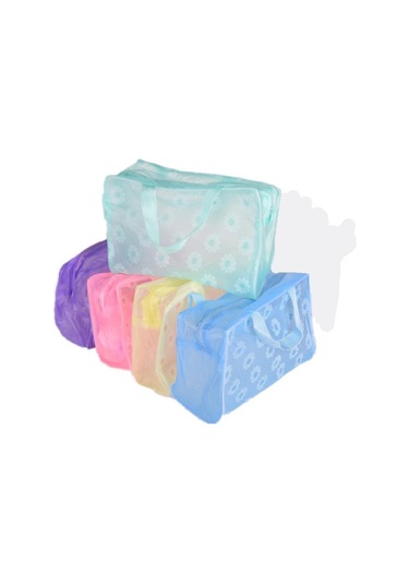 Etya Pvc Su Geçirmez Çiçek Baskılı Makyaj Çantası