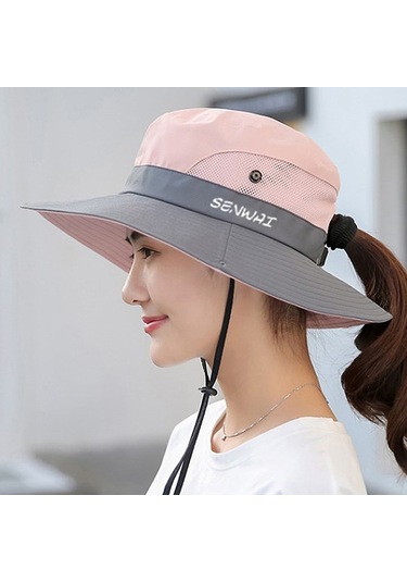Uv Işınlarına Karşı Koruyucu Geniş Kenarlı Kadın Şapkası - Hafif Ve Konforlu Güneş Şapkası Pembe