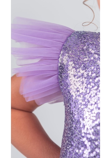 Tüllü Kız Çocuk Kpl Elbise Mnk0526 Lila