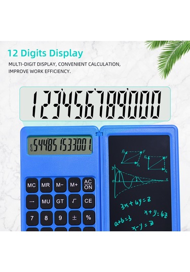 Singree Katlanabilir 6 İnç Lcd Yazı Tahtası Ve 12 Haneli Hesaplama Fonksiyonlu Çizim Tableti - Çocuklar Ve Yetişkinler İçin Pratik Çözüm Mavi
