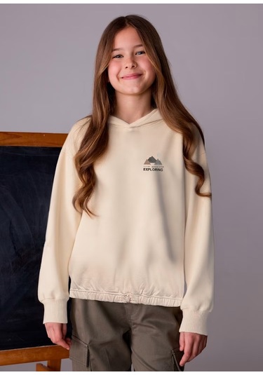 Mayoral Kız Çocuk Kapüşonlu Sweatshirt 7425 Bej