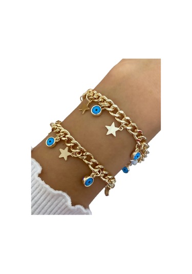 Wiya Mavi Boncuk Kadın Çelik Bileklik