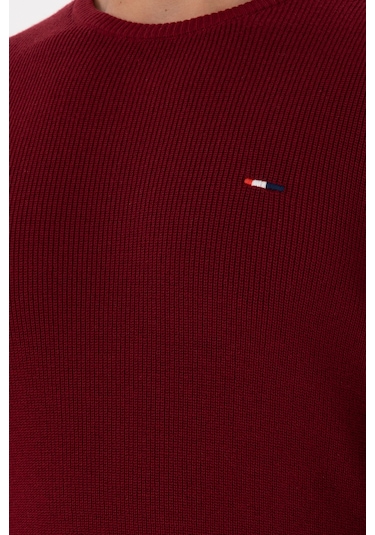 U.S. Polo Assn. Erkek Slim Fit Bisiklet Yaka Bordo Basic Kazak 50298282-VR014