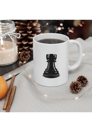 Satranç Kale Baskılı Kupa Bardak Çok Renkli