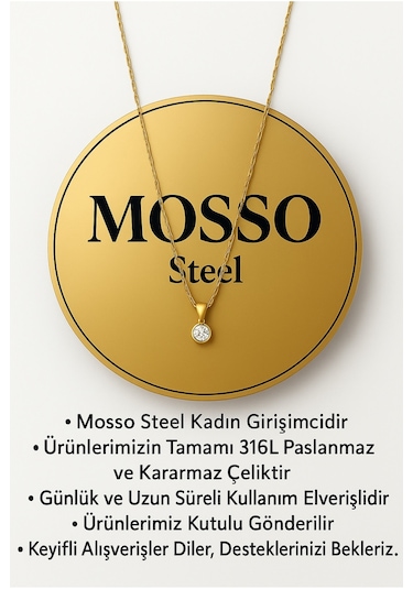 Çeyrek Altın Çelik Kolye 22 Ayar Altın Renk Altın