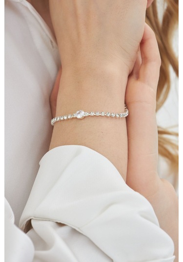 Lesa Wear Pırlanta Görünümlü Zirkon Taşlı Zarif Takı Seti Gümüş