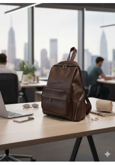 Newish Polo Donna Model Sırt Çantası-yıkama Suni Deri Koyu Kahverengi