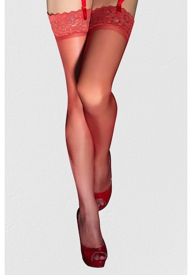 Dantelli Kaydırmaz Silikonlu Jartiyer Çorabı